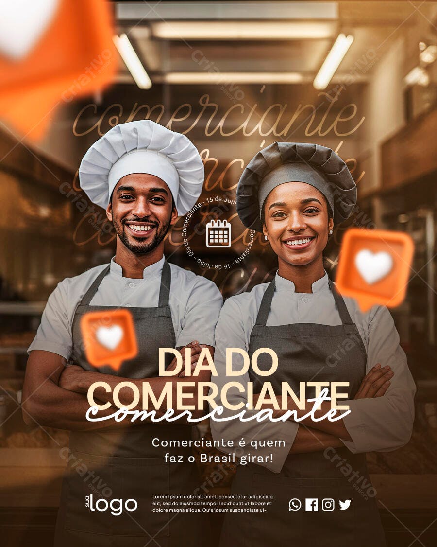 Flyer Dia do Comerciante 16 de Julho PSD Editável