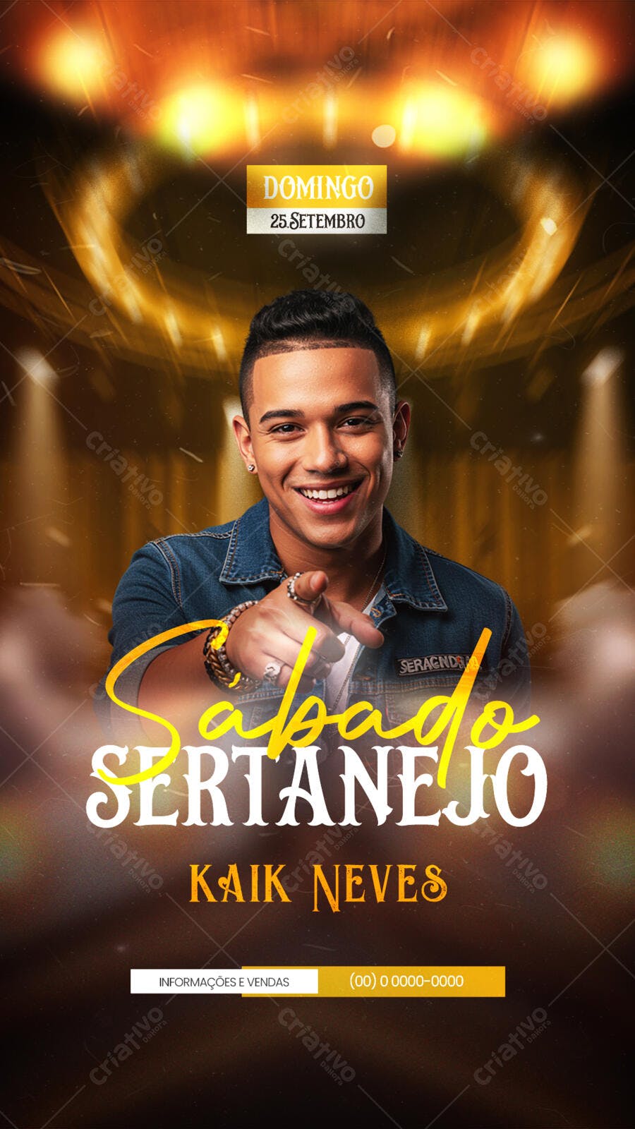 Flyer para Show Sertanejo com Kaik Neves 25 de Setembro PSD Editável