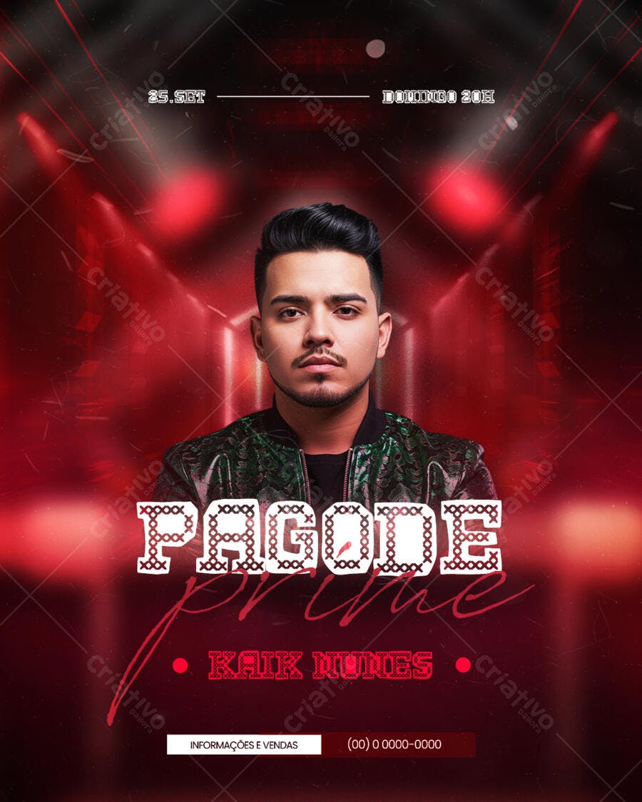 Flyer para Show de Pagode com Kaik Nunes 25/Set PSD Editável