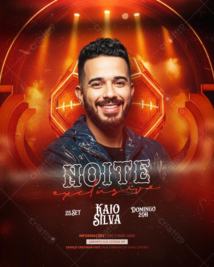 Flyer para Show Exclusivo de Kaio Silva 25 Set PSD Editável
