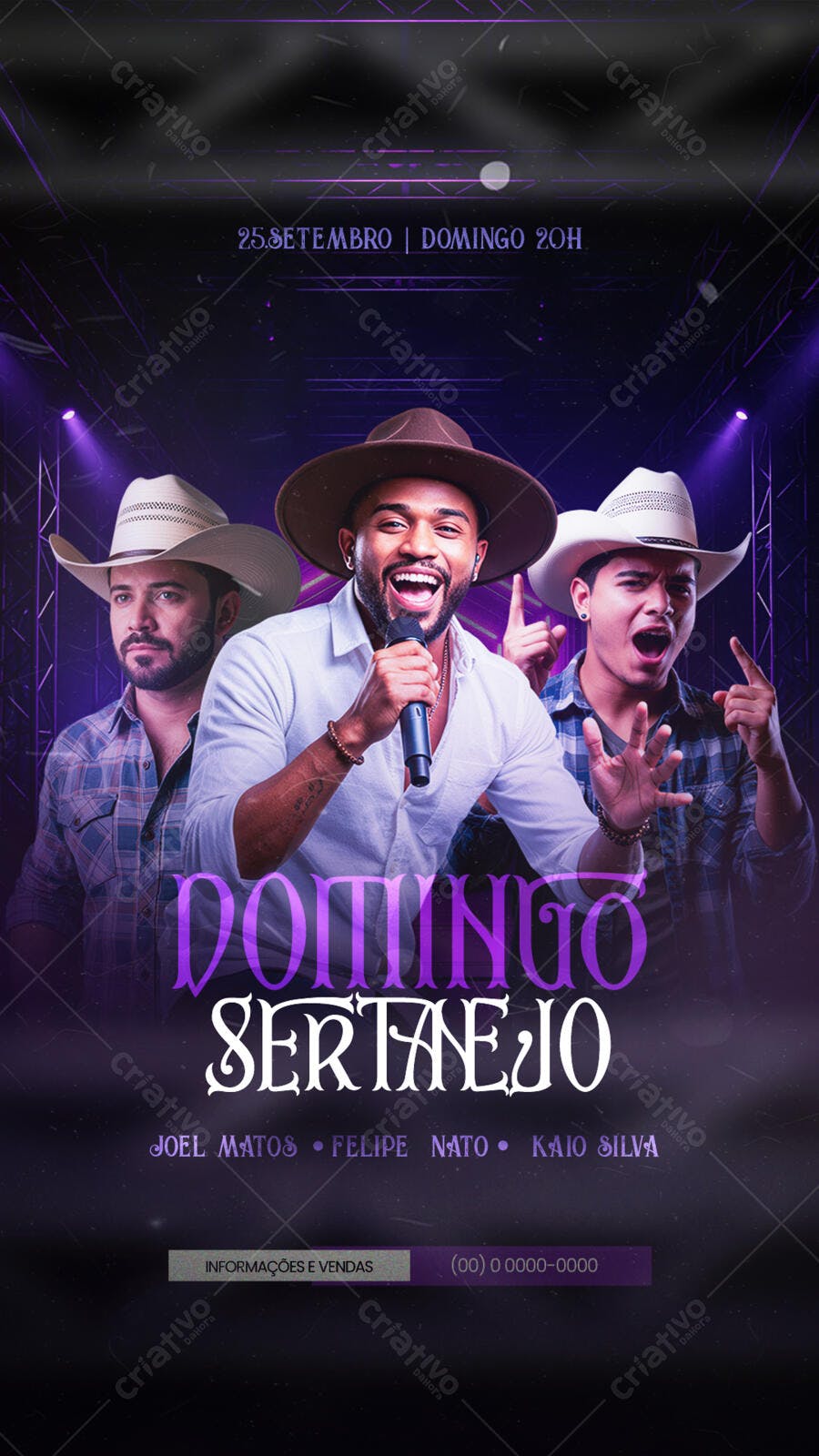 Flyer para Domingo Sertanejo 25 de Setembro PSD Editável