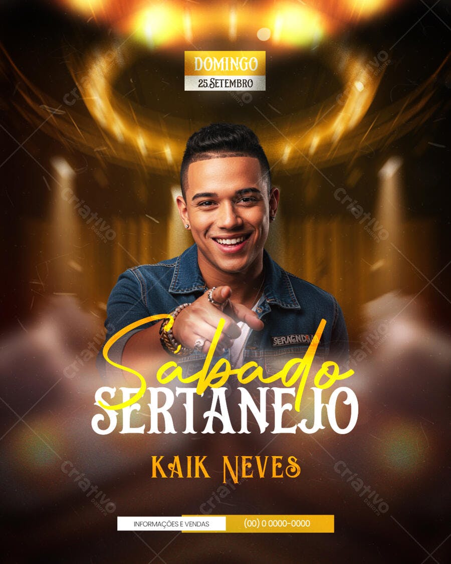Flyer para Show Sertanejo Kaik Neves 25 de Setembro PSD Editável