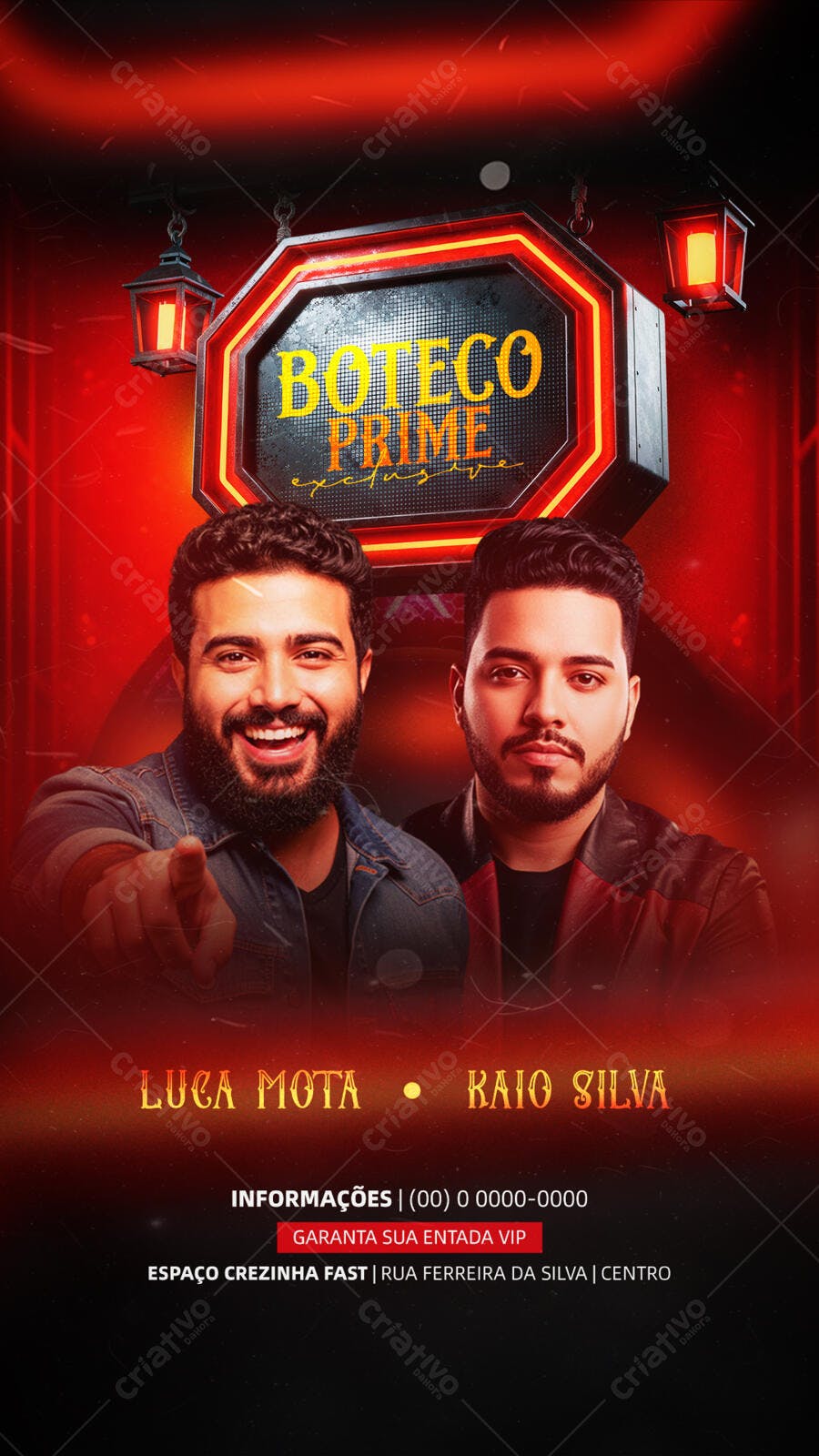 Flyer para Show Sertanejo Botéco Prime PSD Editável