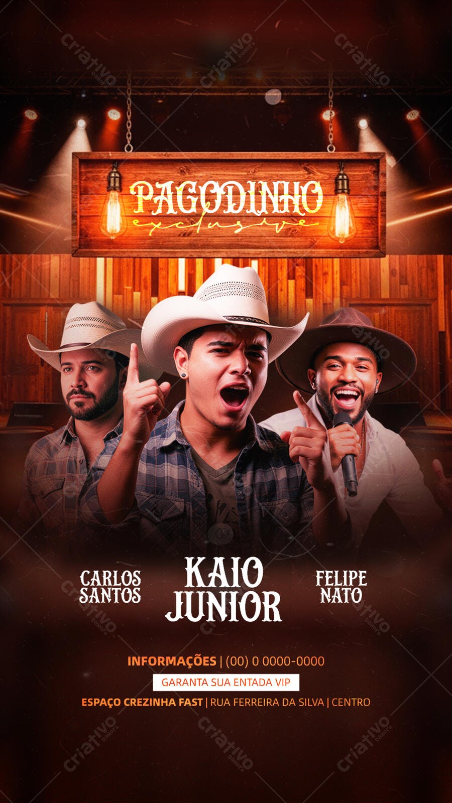 Flyer PSD para Show de Pagode e Sertanejo com Tema Rústico