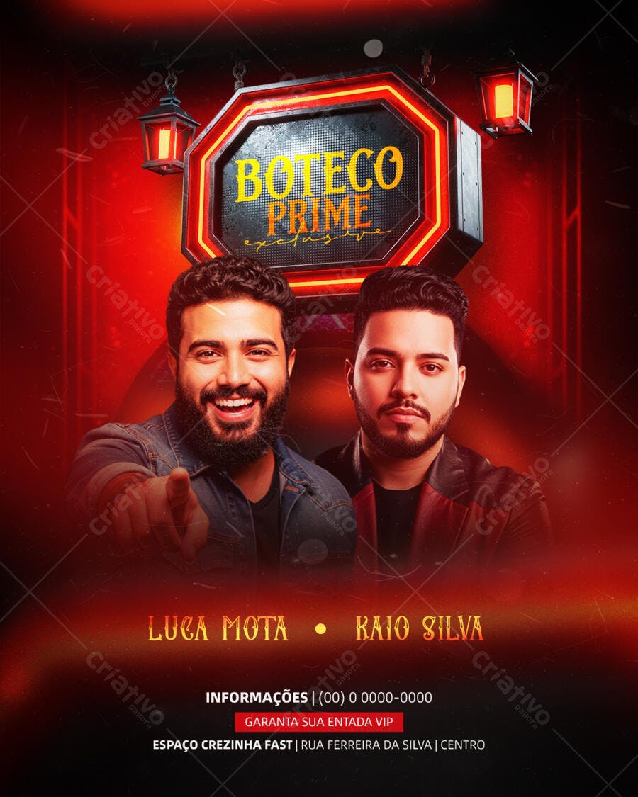 PSD Editável para Flyer de Show em Boteco com Dupla de Artistas
