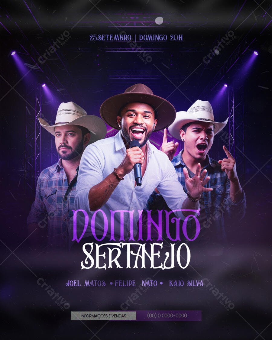  Flyer PSD Editável para Show Sertanejo e Agenda de Festas