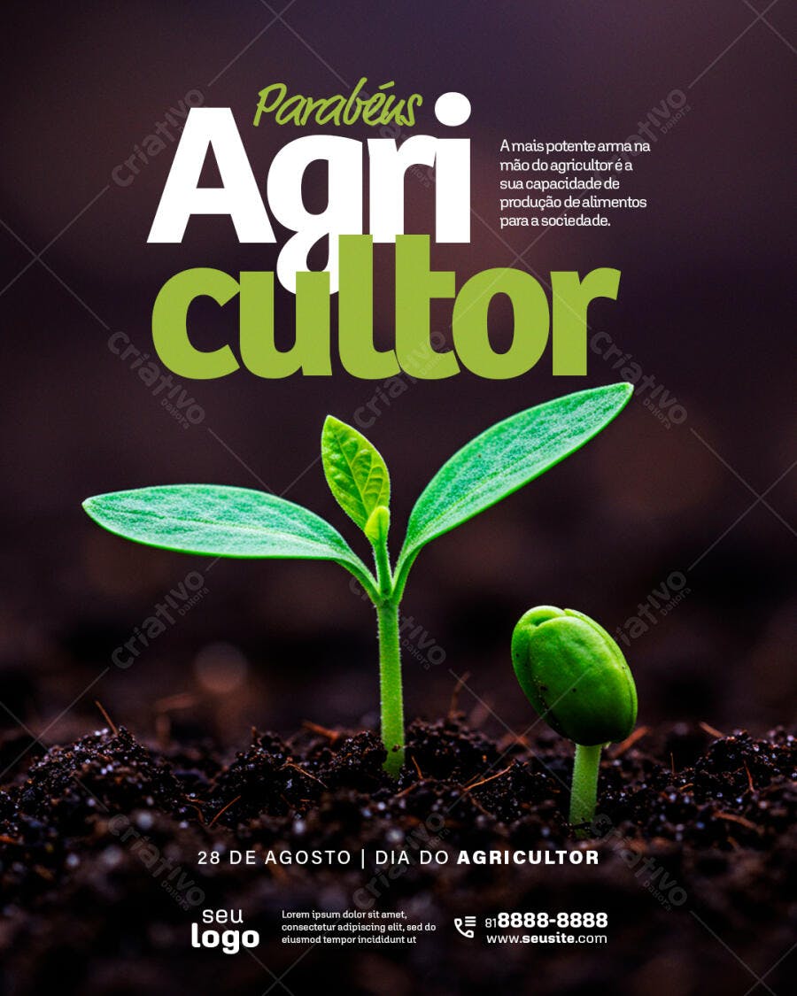 PSD para Post do Dia do Agricultor com Broto de Planta
