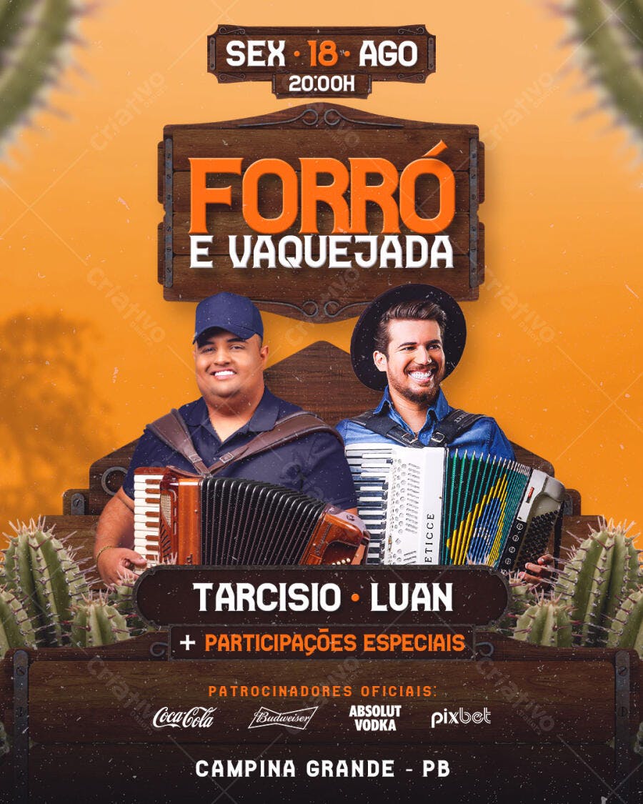 Flyer Forró e Vaquejada 18 de Agosto PSD Editável