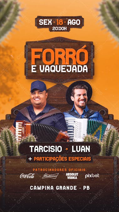 FLYER EVENTO PSD EDITAVEL STORIES FORRÓ E VAQUEJADA