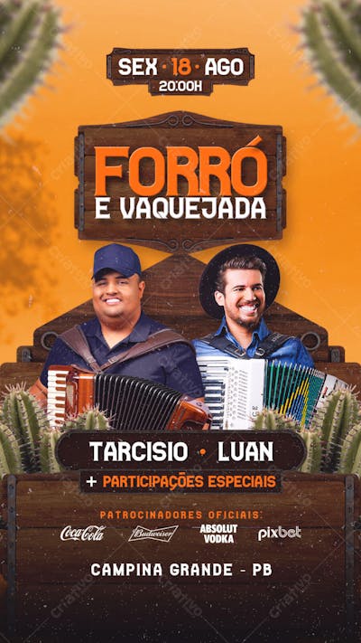 FLYER EVENTO PSD EDITAVEL STORIES FORRÓ E VAQUEJADA