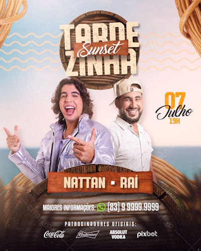 Flyer para Evento PSD Editável Feed Tardezinha Sunset