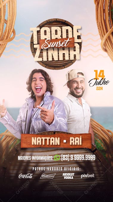 Flyer para Evento PSD Stories Tardezinha Sunset