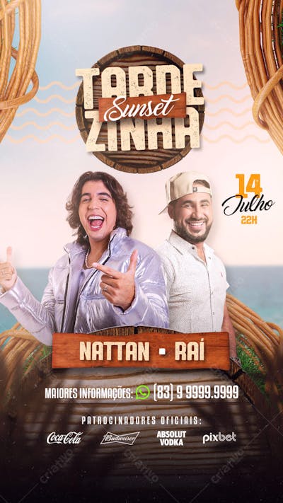 Flyer para Evento PSD Stories Tardezinha Sunset