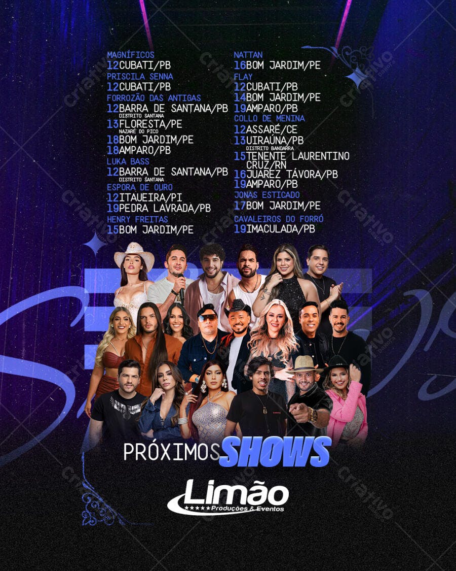 Flyer para Shows de Música Sertaneja PSD Editável