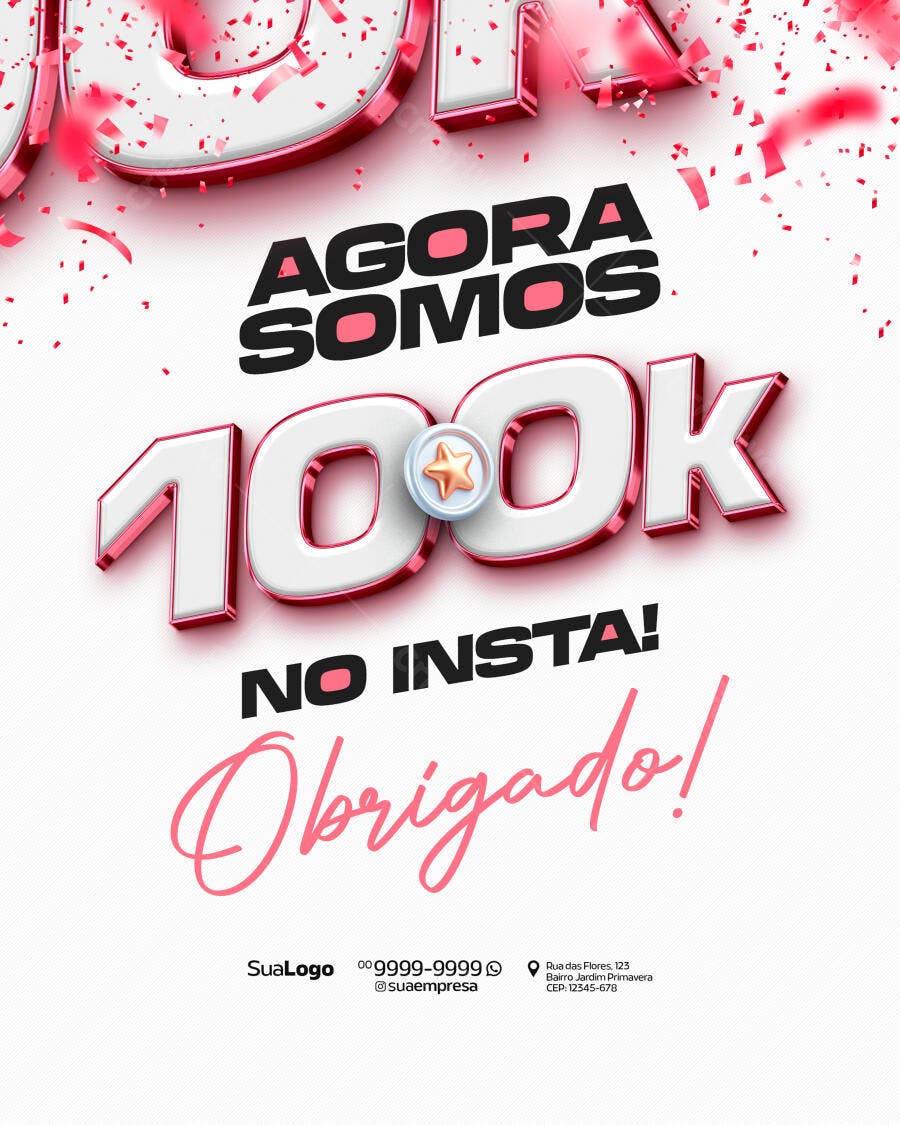 Post de 100k Seguidores no Insta PSD Editável