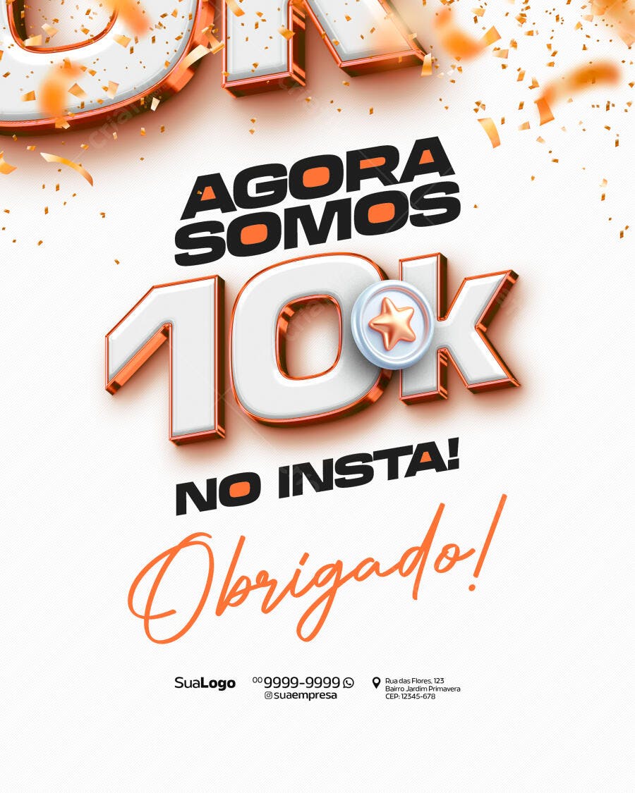 Flyer Aniversário 10k Seguidores Instagram PSD Editável
