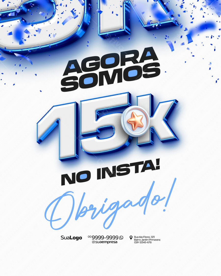 Postagem Aniversário 15k Seguidores PSD Editável