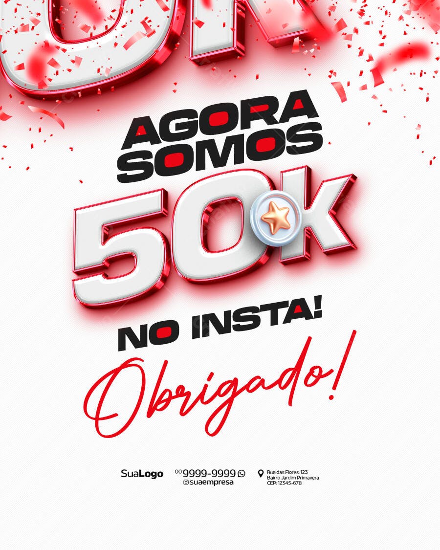 Postagem Aniversário 50k Seguidores Instagram PSD Editável