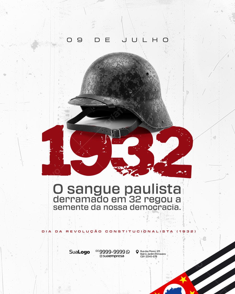 Flyer para o Dia da Revolução Constitucionalista PSD Editável