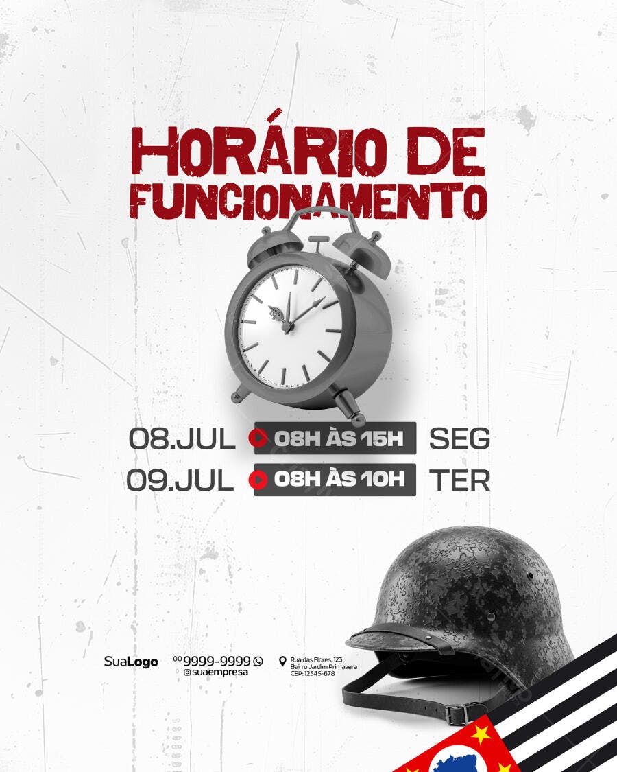 Flyer Horário de Funcionamento PSD Editável