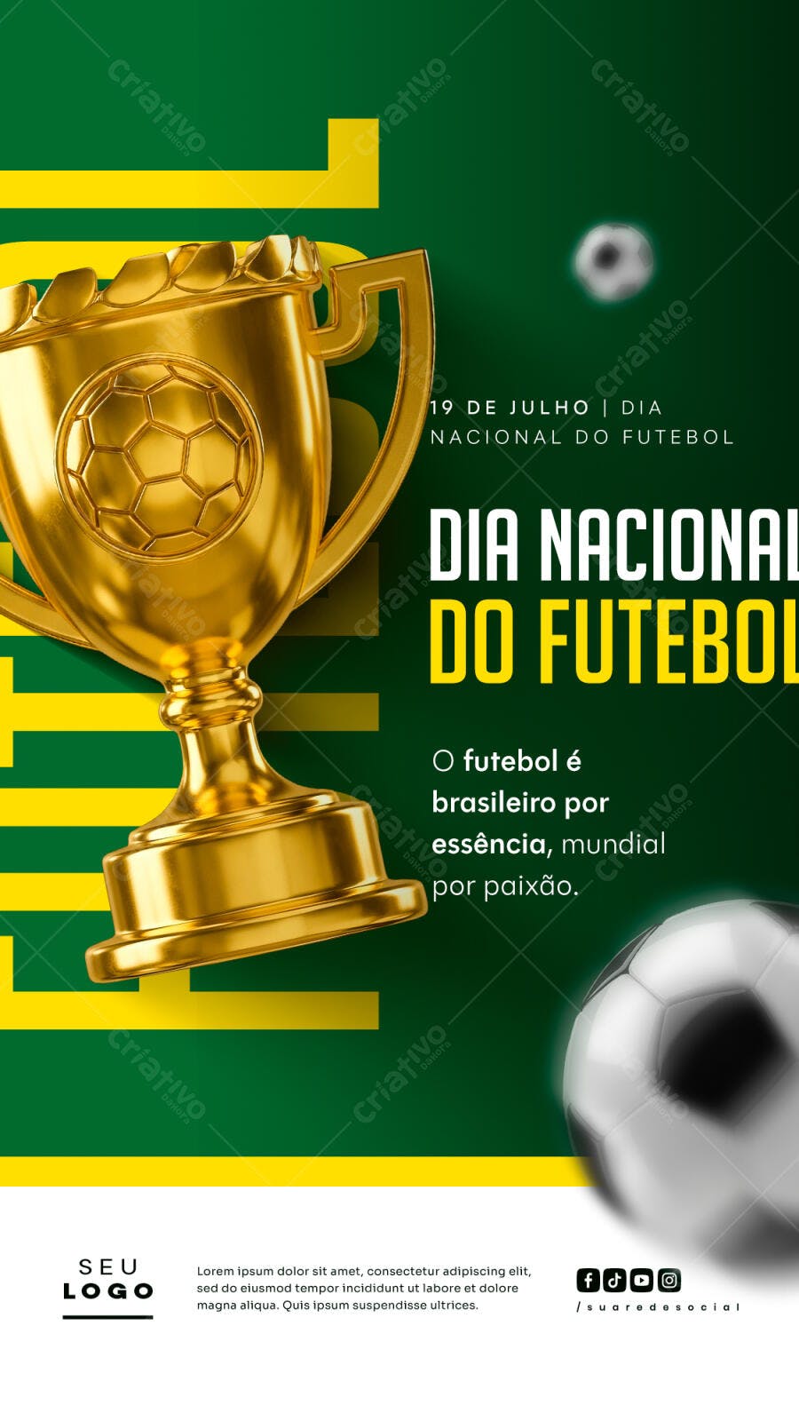 Arte PSD Editável para Redes Sociais - Dia Nacional do Futebol