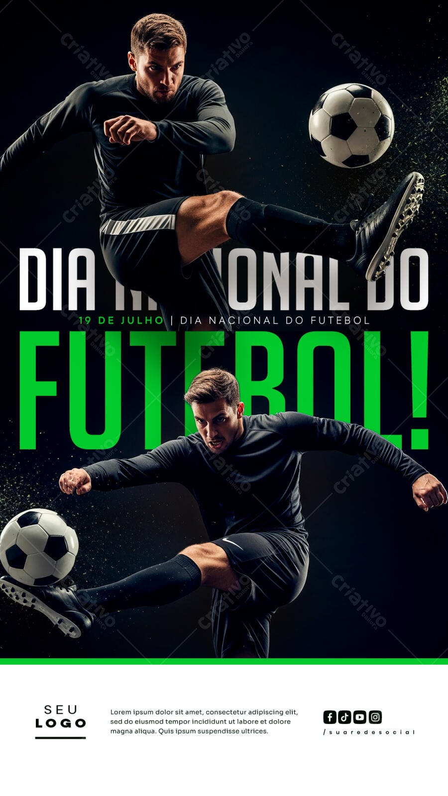 Flyer Dia Nacional do Futebol 19 de Julho PSD Editável