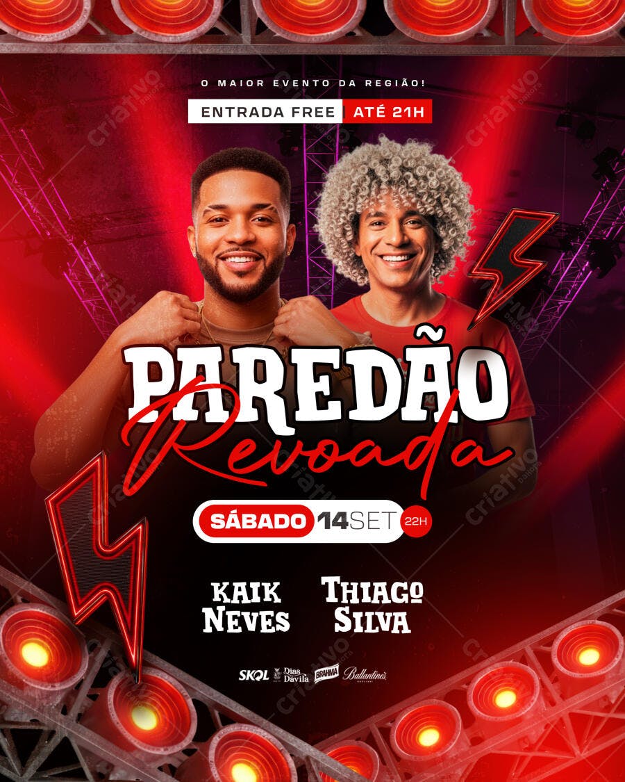 Flyer para Festa Paredão Revoada 14 de Setembro PSD Editável