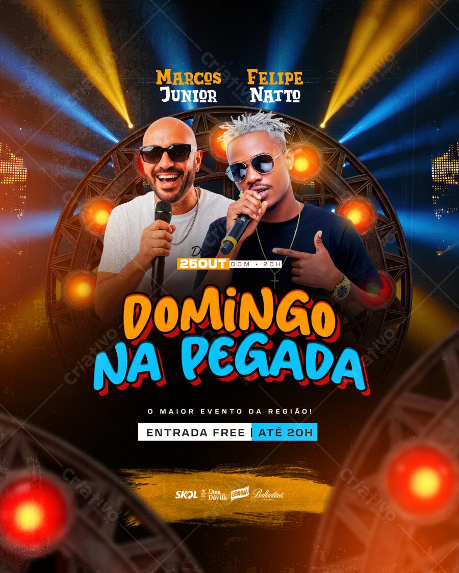 Flyer para Evento Musical com Marcos Junior e Felipe Natto PSD Editável