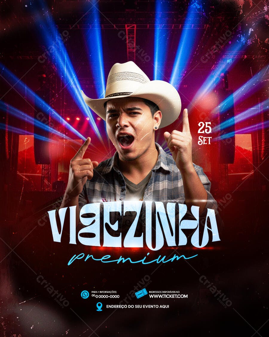 Flyer para Festa Sertaneja 25 de Setembro PSD Editável