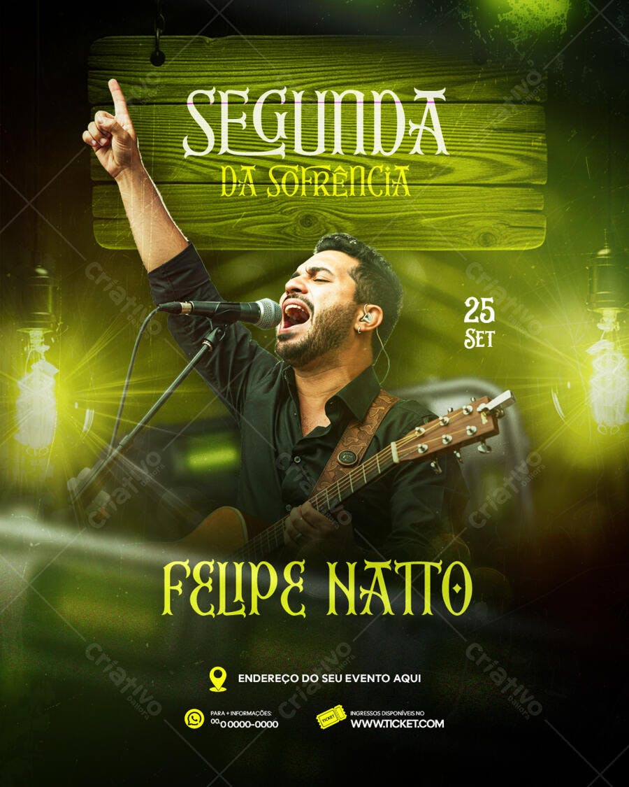 Flyer Show Felipe Natto - Segunda da Sofrência PSD Editável
