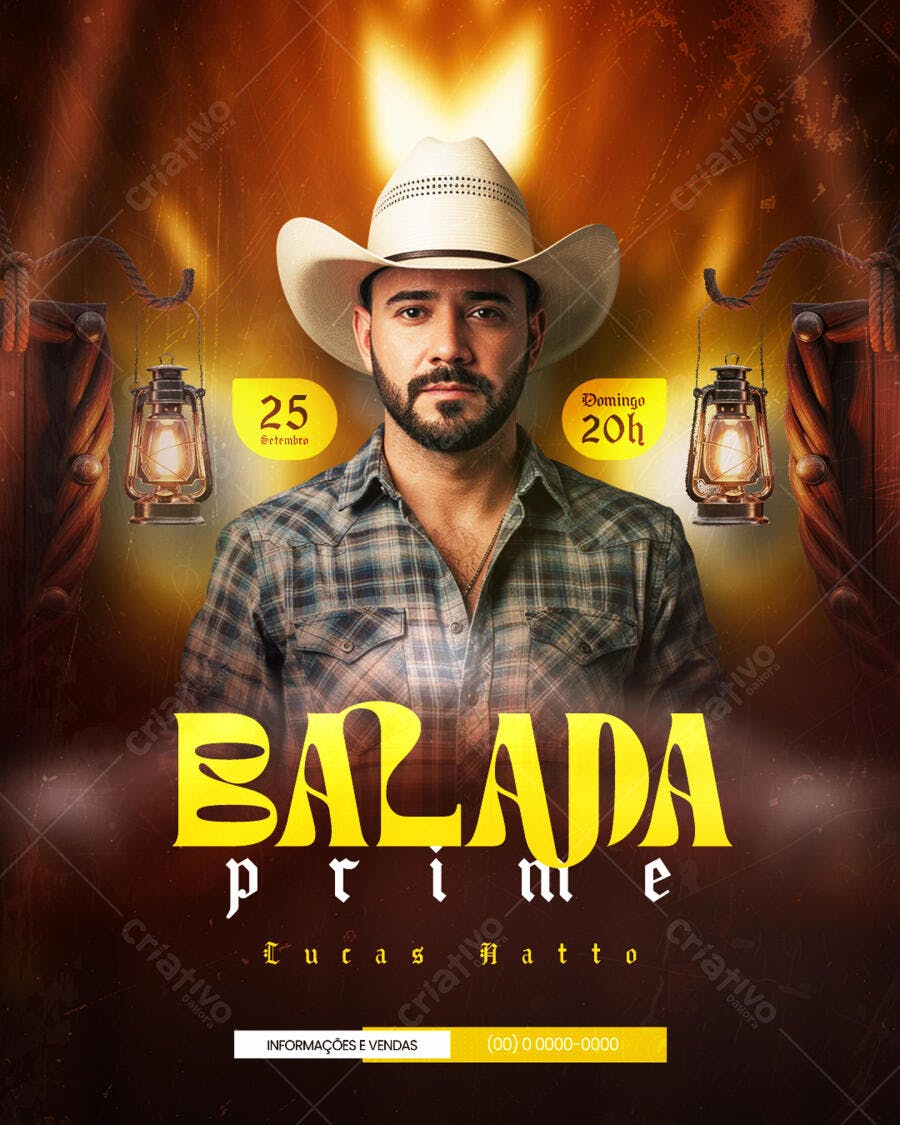 Flyer Balada Sertaneja 25 Setembro PSD Editável