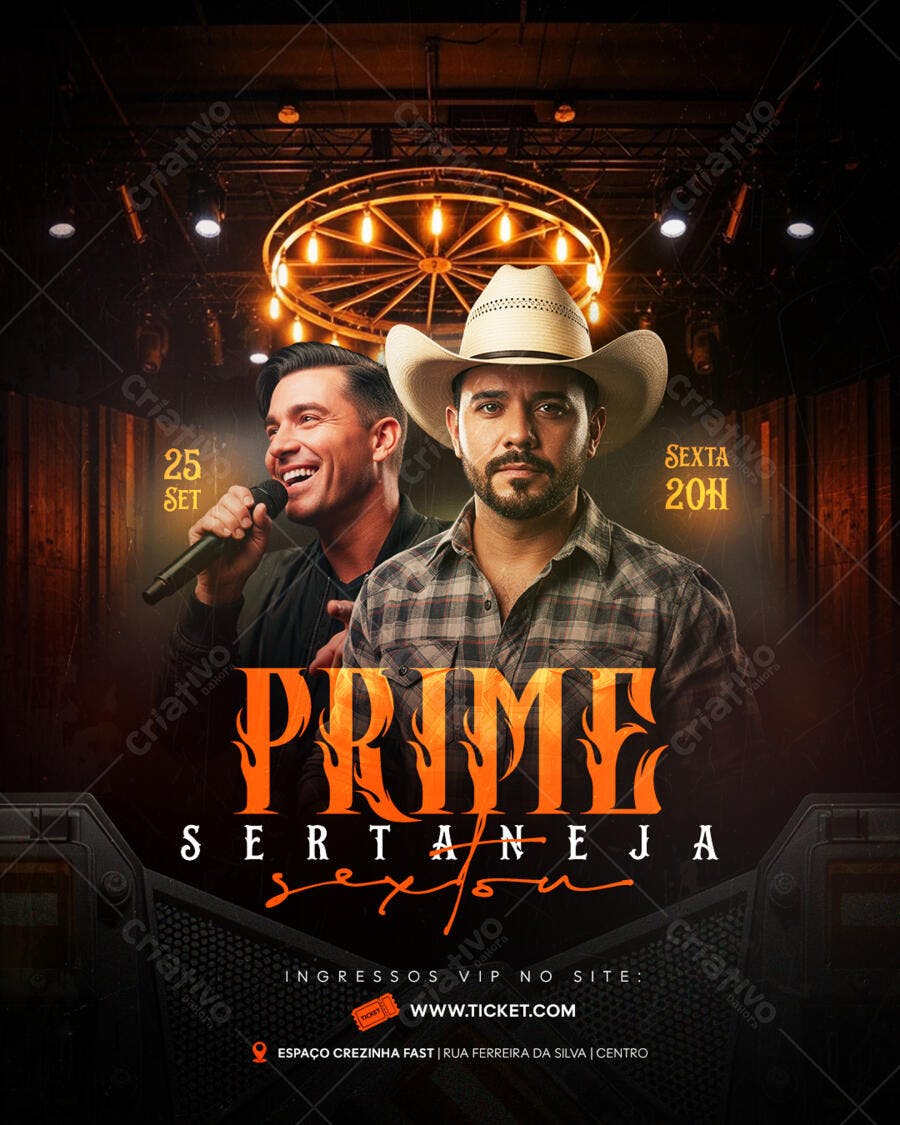 Flyer PSD Editável para Show e Evento de Dupla Sertaneja Prime