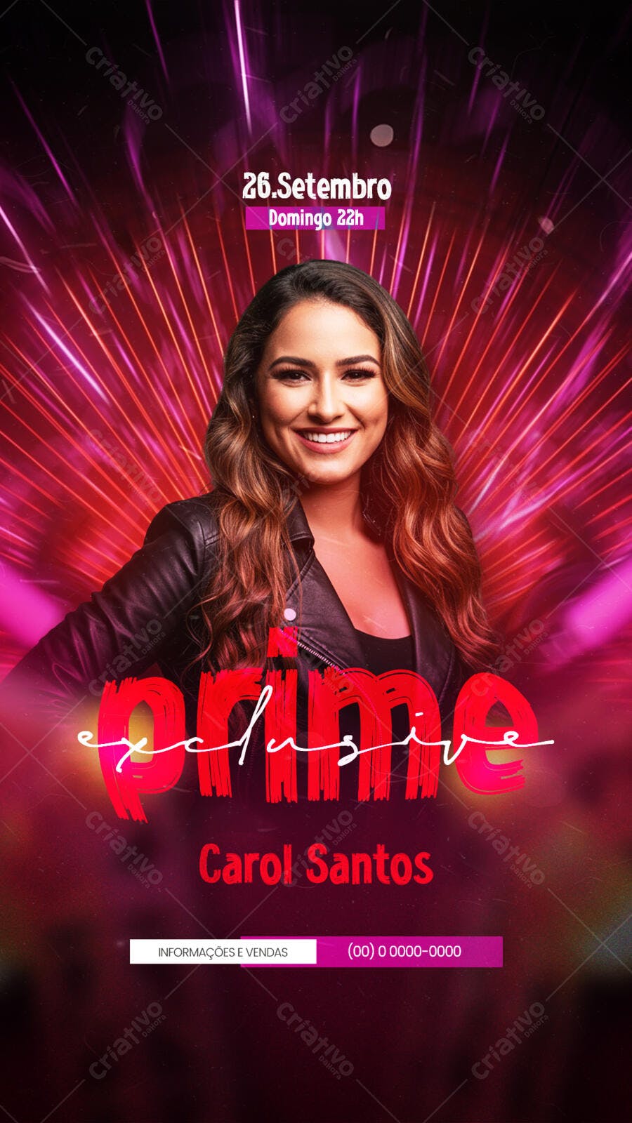 Flyer Show Musical Carol Santos 26 de Setembro PSD Editável