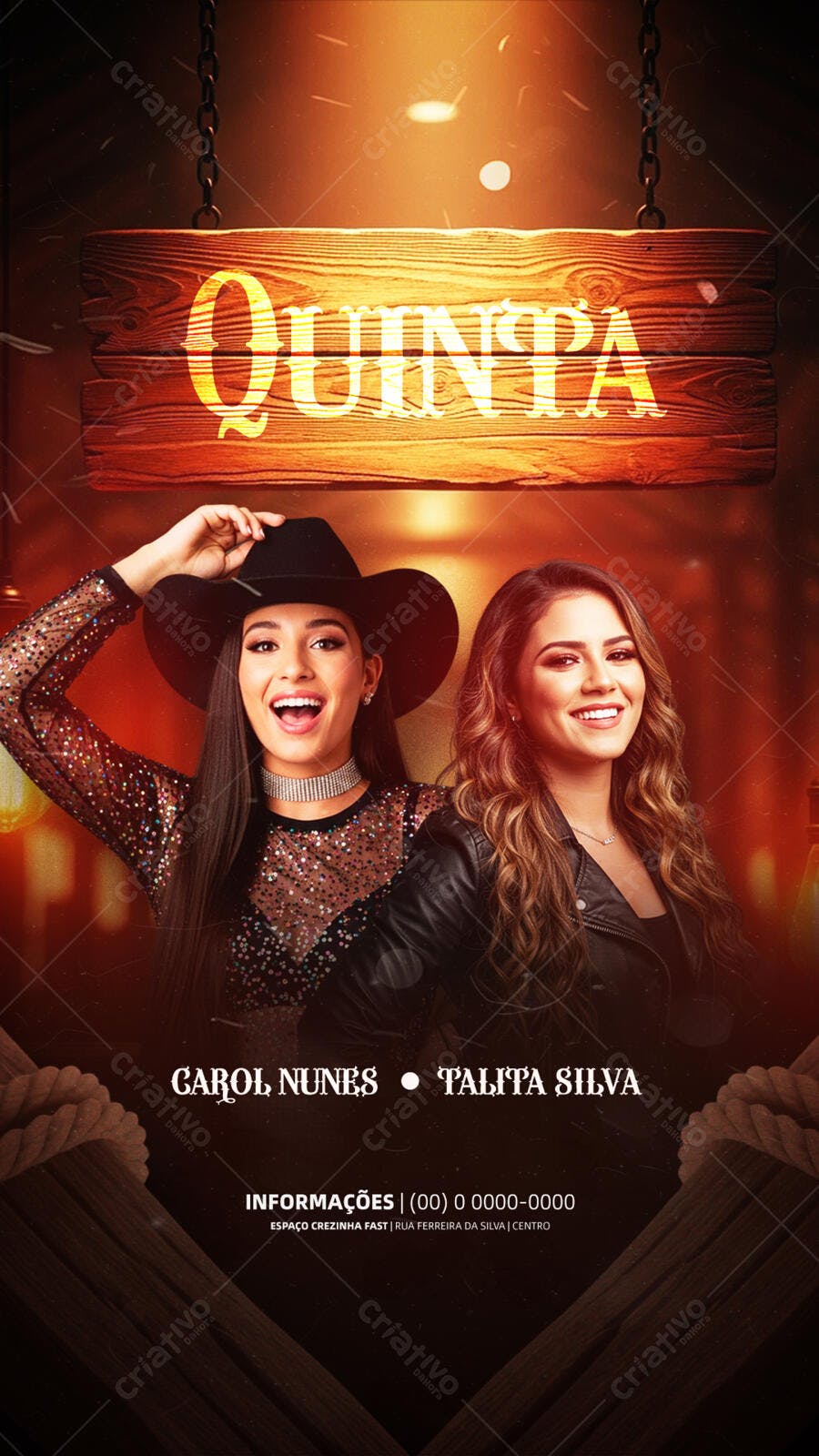 Flyer Show Sertanejo Carol & Talita PSD Editável