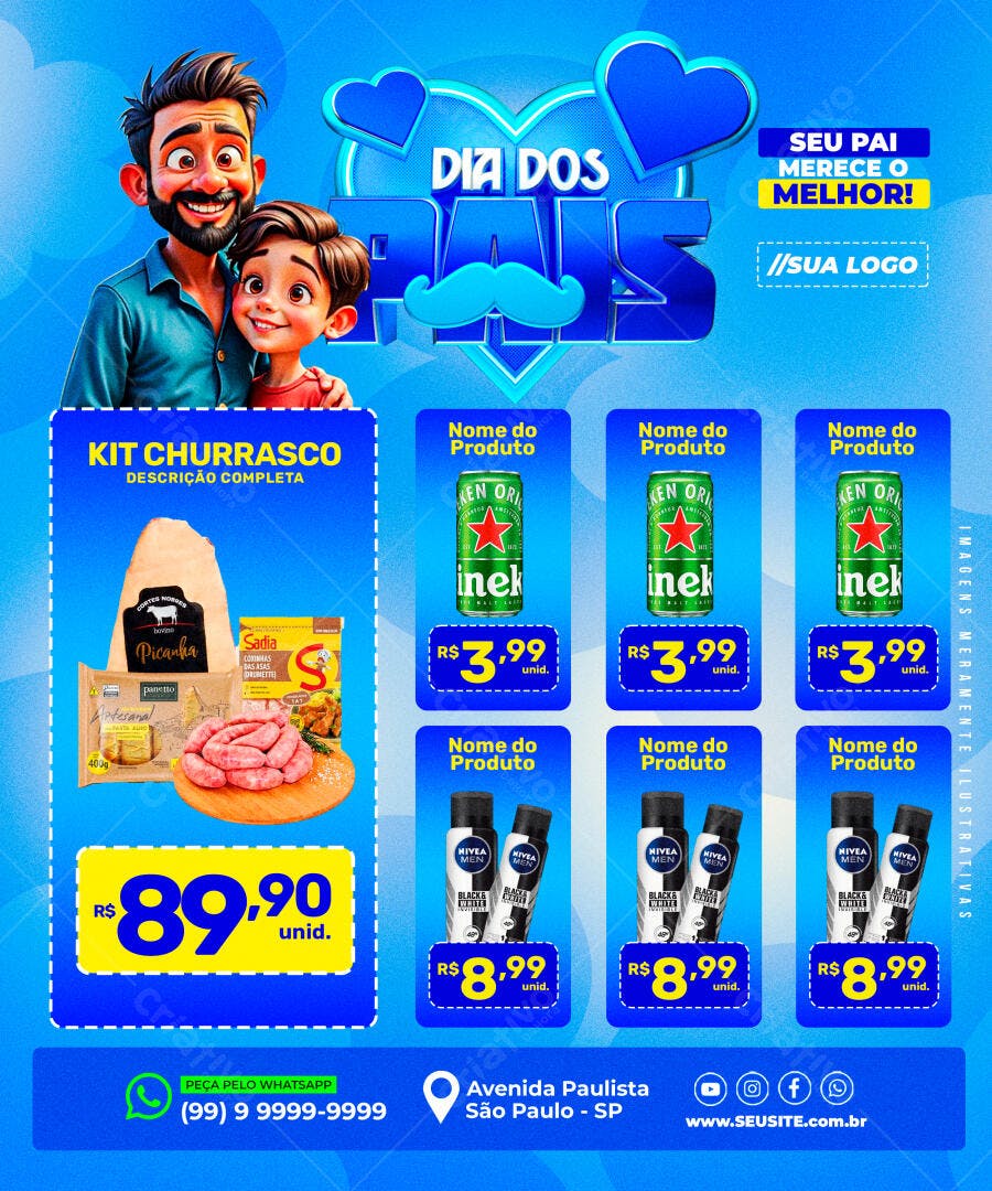 Flyer Dia dos Pais Churrasco PSD Editável