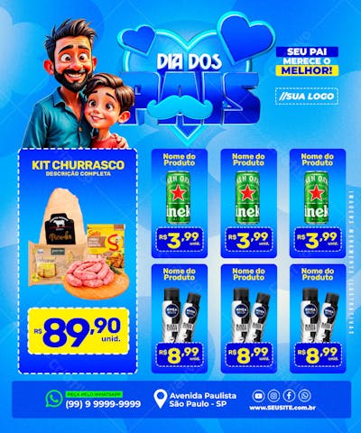 ENCARTE DIA DOS PAIS SUPERMERCADO REDES SOCIAIS