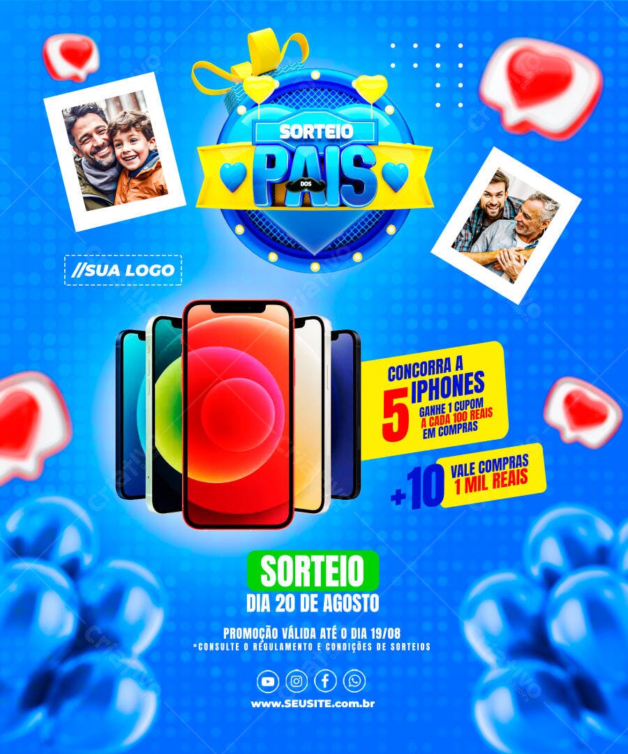 Flyer Dia dos Pais com iPhone PSD Editável