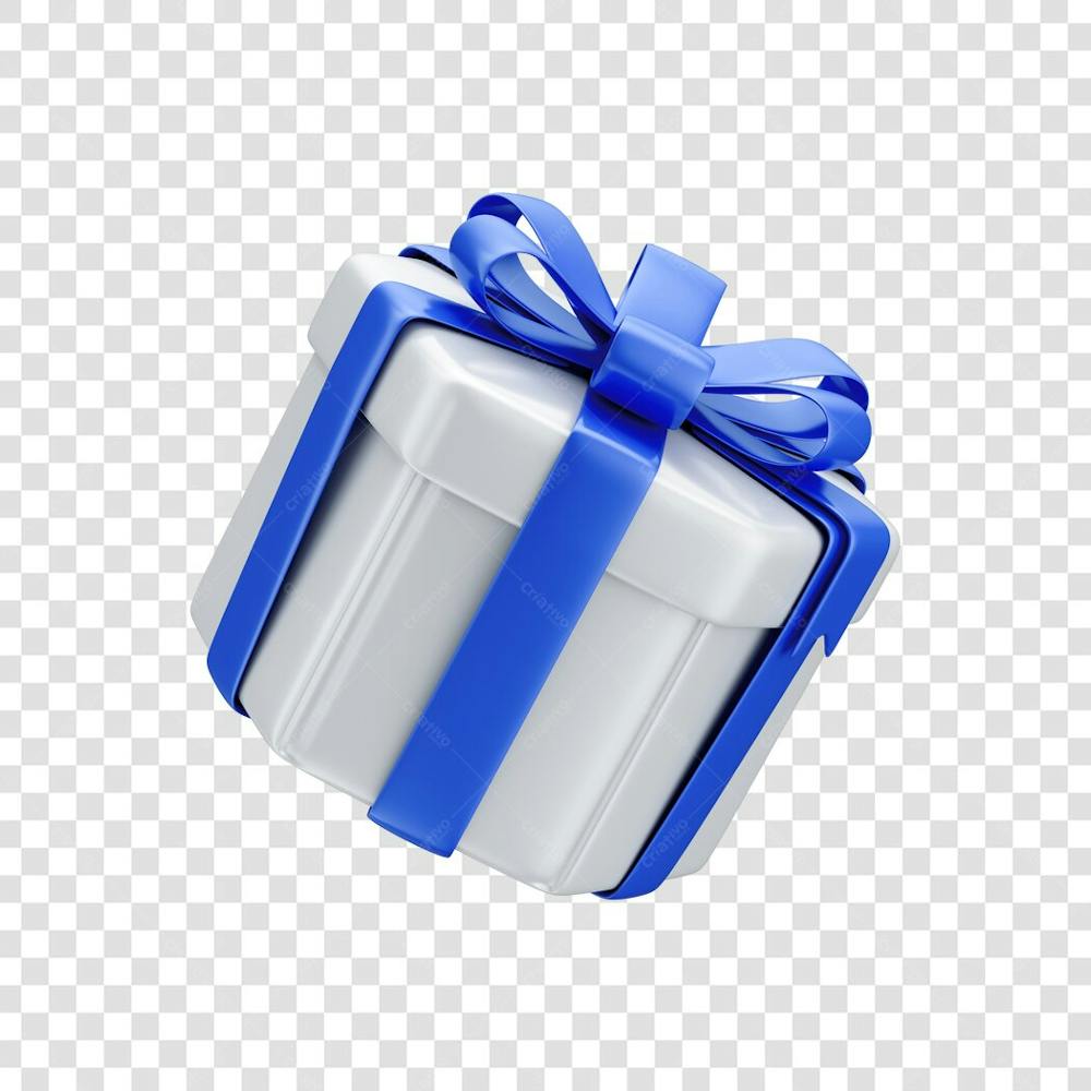 ASSET 3D - EMBALAGEM DE PRESENTE BRANCA SEXTAVADA COM LAÇO AZUL E FUNDO ISOLADO (7)