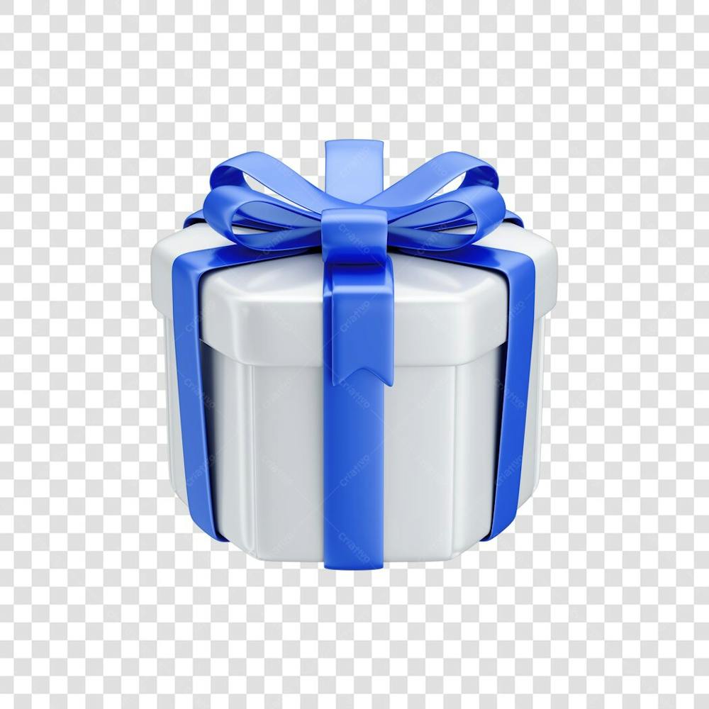 ASSET 3D - EMBALAGEM DE PRESENTE BRANCA SEXTAVADA COM LAÇO AZUL E FUNDO ISOLADO (3)