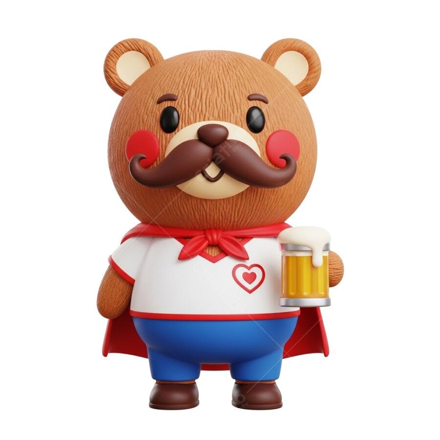 Mascote Urso com Cerveja PNG com fundo transparente