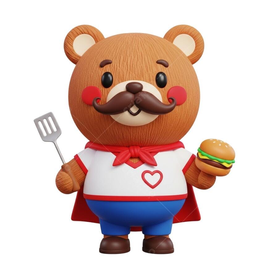 Mascote Urso Chef PNG com fundo transparente