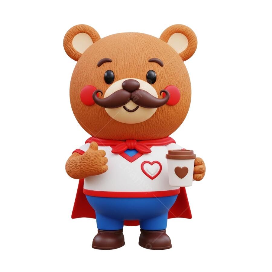 Mascote Urso Pai Dia dos Pais PNG com fundo transparente