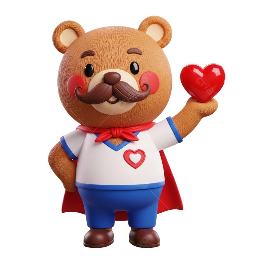 Post Instagram Dia dos Pais Urso com Coração PNG com fundo transparente