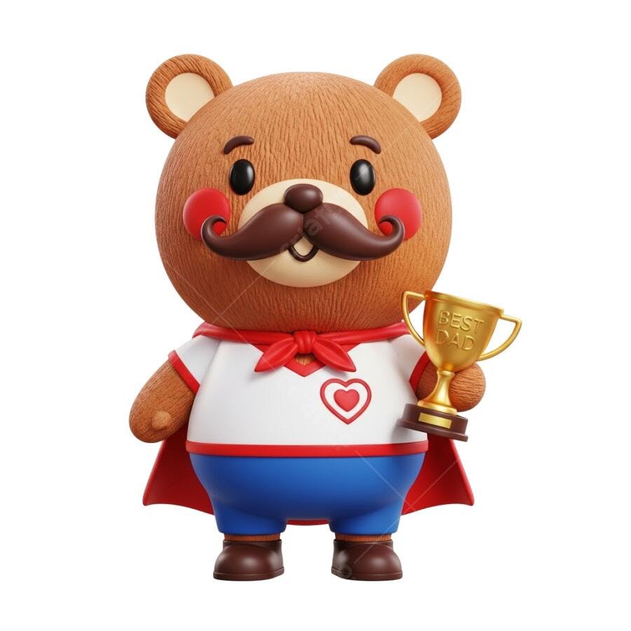 Post Instagram Dia dos Pais Urso com Troféu PNG com fundo transparente