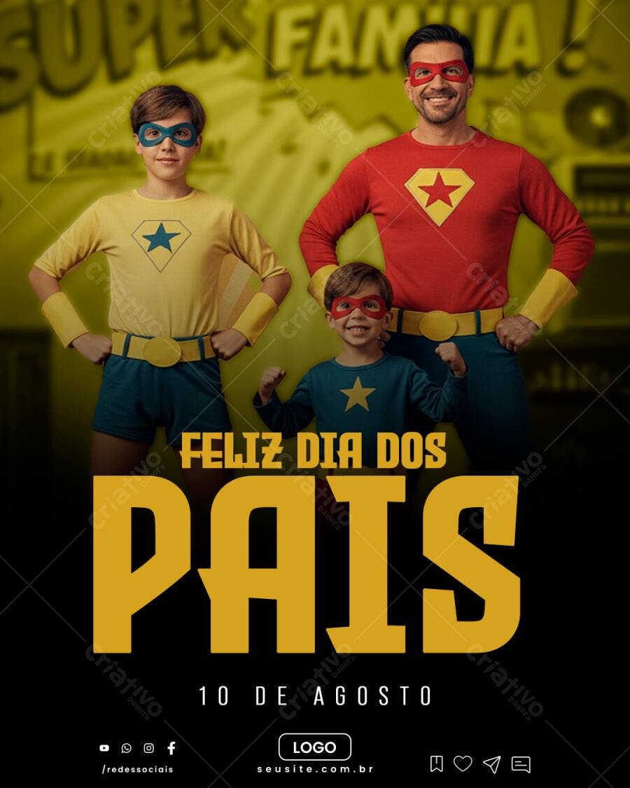 Flyer Dia dos Pais Super-Heróis PSD Editável