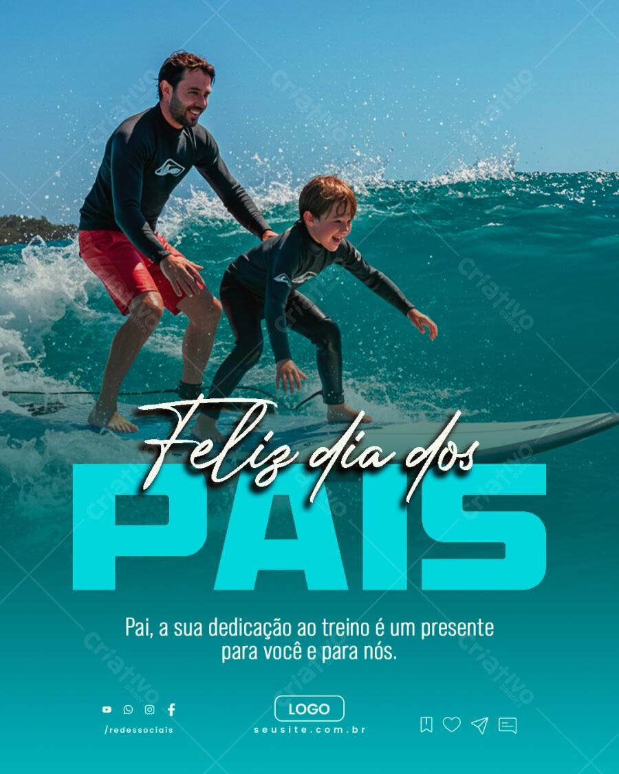 Postagem Dia dos Pais Surf PSD Editável