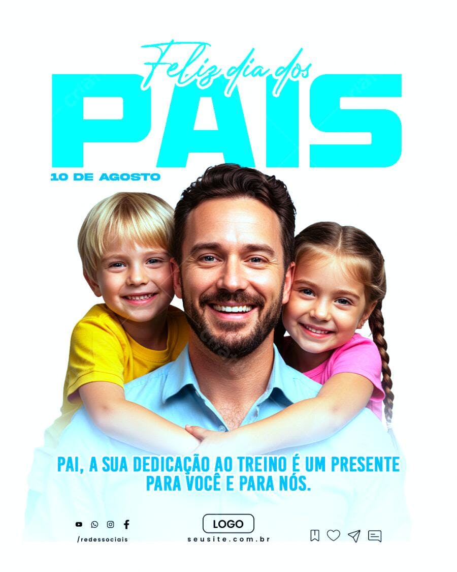 Flyer Dia dos Pais 10 de Agosto PSD Editável