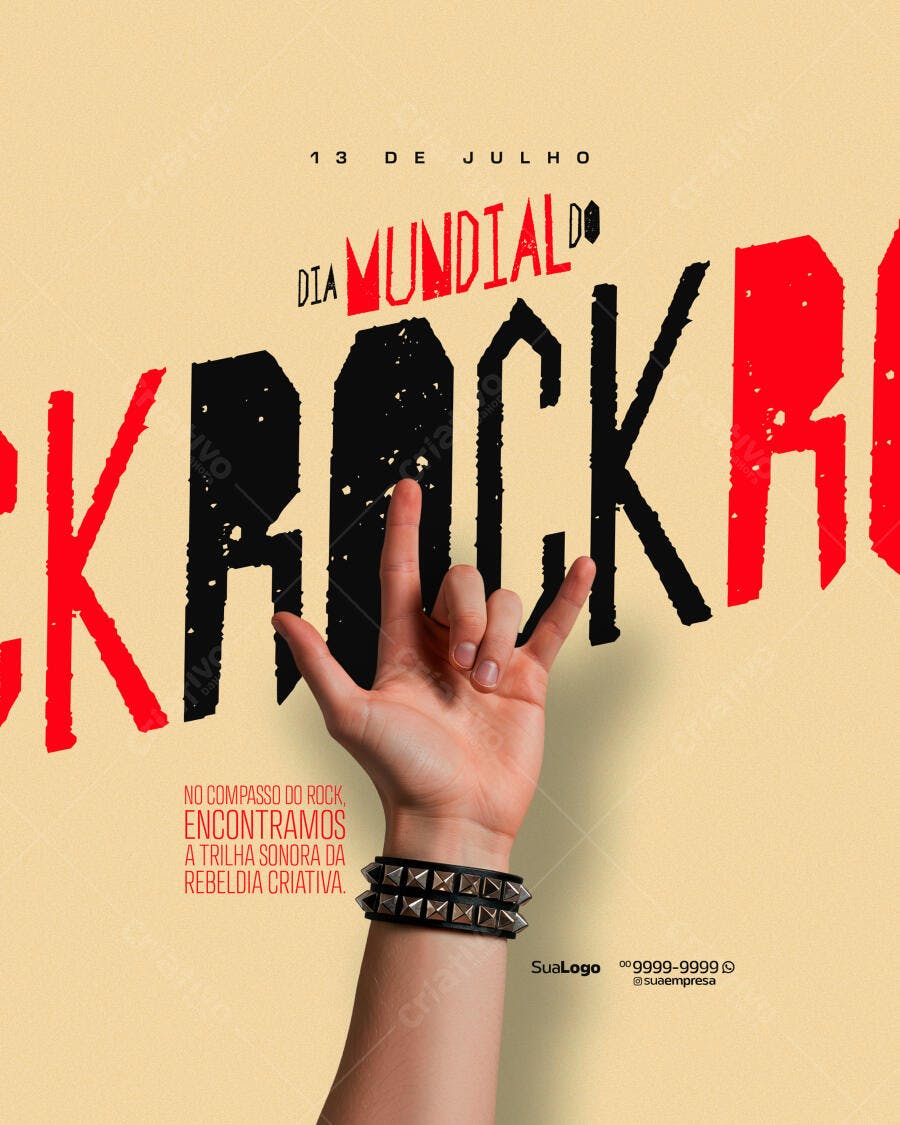 Flyer Dia Mundial do Rock PSD Editável