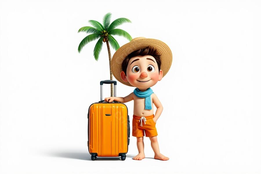Ilustração menino viagem PNG com fundo transparente