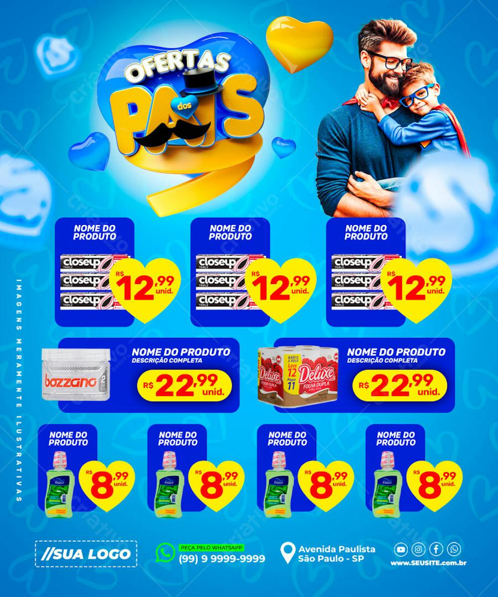 ENCARTE OFERTAS DIA DOS PAIS REDES SOCIAIS EDITÁVEL